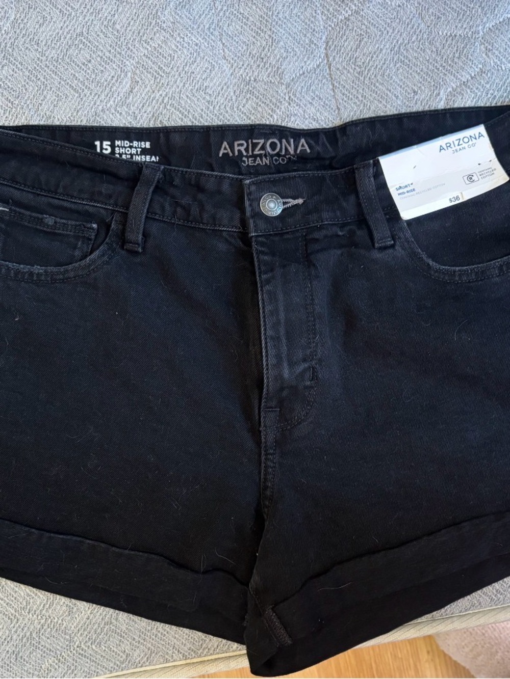 Arizona Jean Company Black High-Rise Folded Hem Shorts
